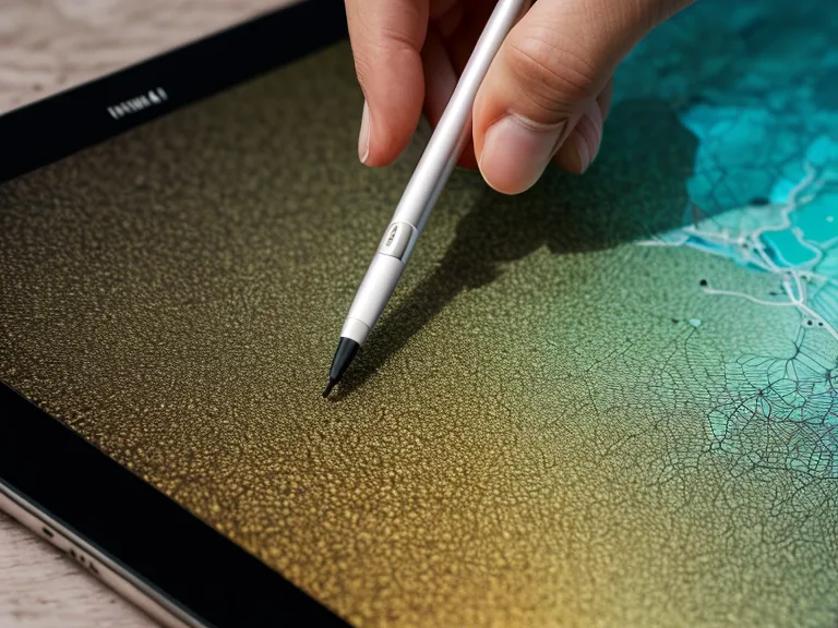 Close-up of an illustrator's hand deep in creative focus, working through a complex illustration workflow on a digital map