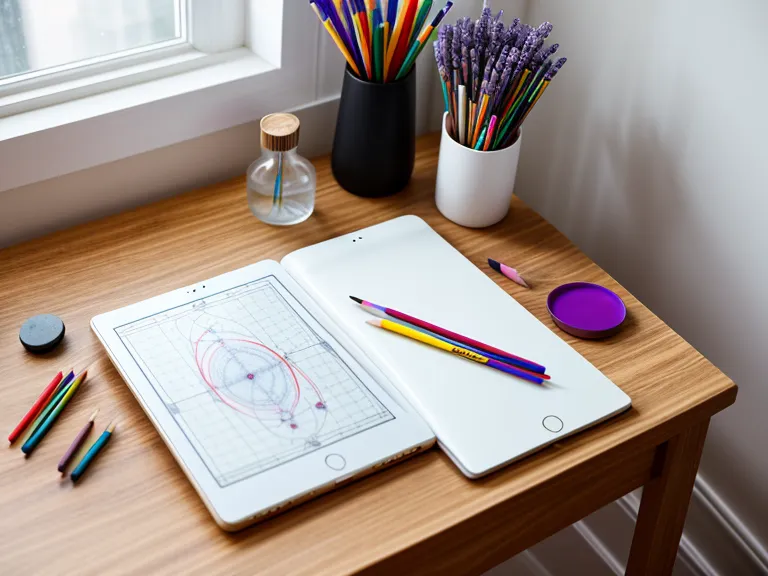 Moon reading chart on a tablet beside art supplies during a creative purpose reset