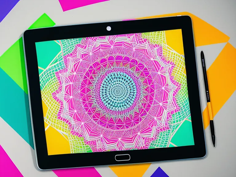 Digital tablet showing playful 80s-inspired patterns next to a discarded mandala drawing, part of an artistic process reclaimed through shadow work journaling.