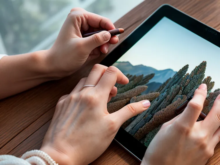 Illustrator's hand pausing on an iPad pencil during a consciousness practice break between drawing sessions